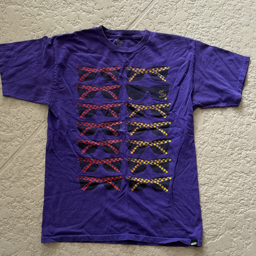 VTG Vans Purple Tee with Sunglasses Pattern